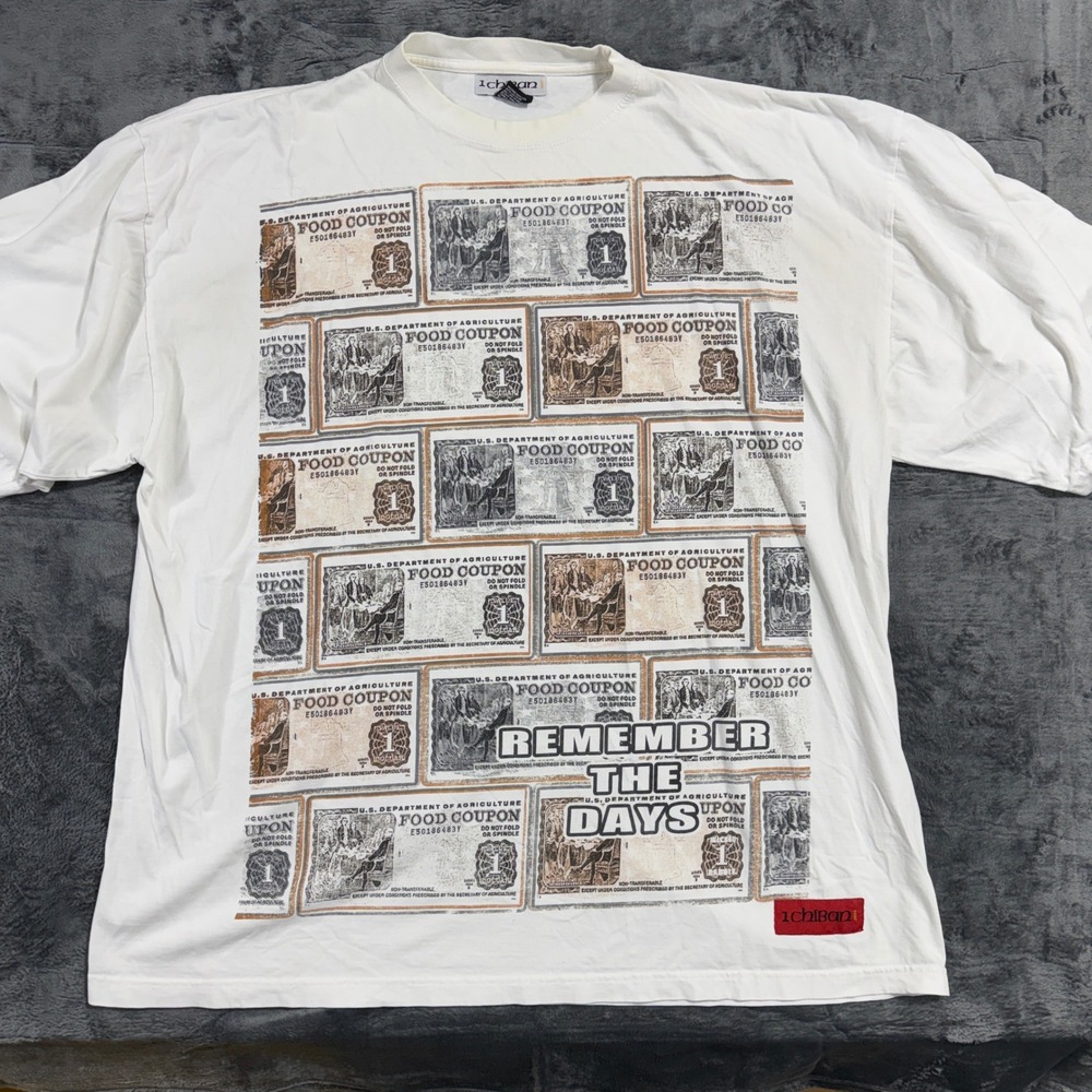 Ichiban Graphic T Shirt Men 4XL White Remember The Days Food Coupon‎ Vintage Y2K